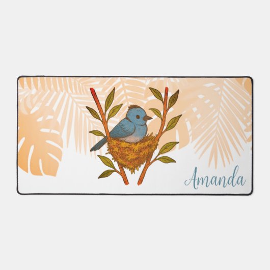 Zwart-Naped Monarch genesteld tussen de bladeren Bureaumat (Voorkant)