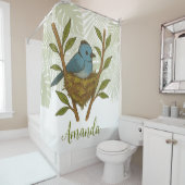 Zwart-Naped Monarch genesteld tussen de bladeren Douchegordijn (In situ)