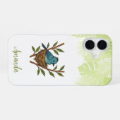 Zwart-Naped Monarch genesteld tussen de bladeren iPhone 16 Hoesje (Achterkant horizontaal)