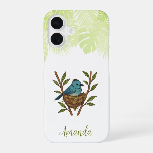 Zwart-Naped Monarch genesteld tussen de bladeren iPhone 16 Hoesje (Achterkant)