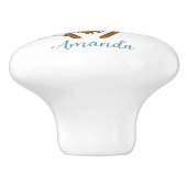 Zwart-Naped Monarch genesteld tussen de bladeren Keramische Knop (Zijkant)