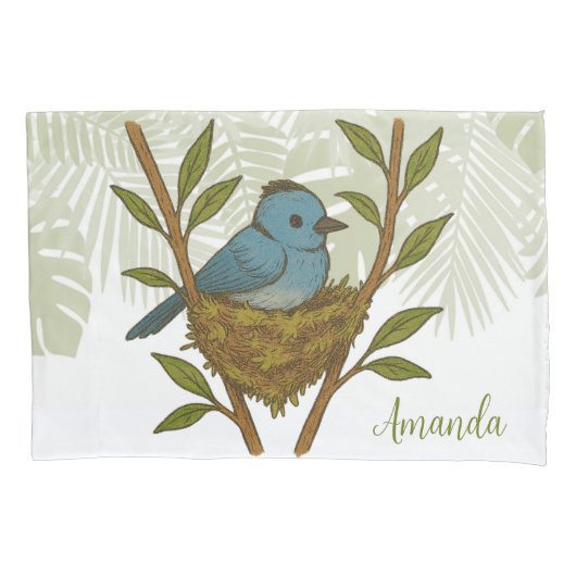 Zwart-Naped Monarch genesteld tussen de bladeren Kussensloop (Voorkant-Links)