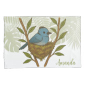 Zwart-Naped Monarch genesteld tussen de bladeren Kussensloop (Voorkant-Rechts)