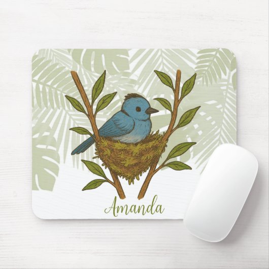 Zwart-Naped Monarch genesteld tussen de bladeren Muismat (Met muis)