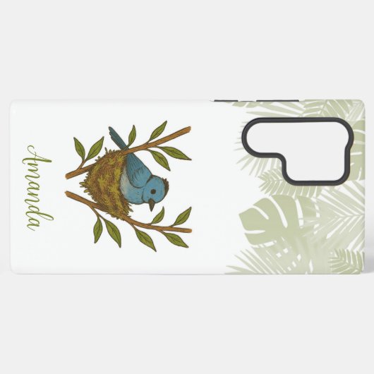 Zwart-Naped Monarch genesteld tussen de bladeren Samsung Galaxy Hoesje (Achterkant horizontaal)