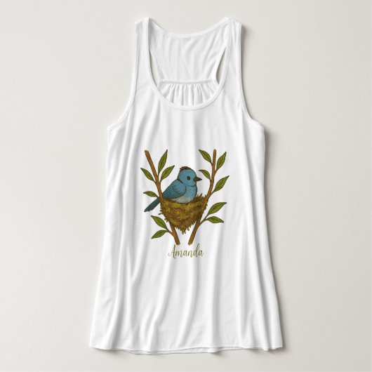 Zwart-Naped Monarch genesteld tussen de bladeren Tanktop (Design voorkant)