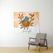 Zwart-Naped Monarch genesteld tussen de bladeren Wandkleed (In Situ (horizontaal))