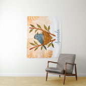 Zwart-Naped Monarch genesteld tussen de bladeren Wandkleed (In situ)