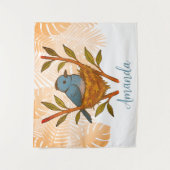 Zwart-Naped Monarch genesteld tussen de bladeren Wandkleed (Voorkant)