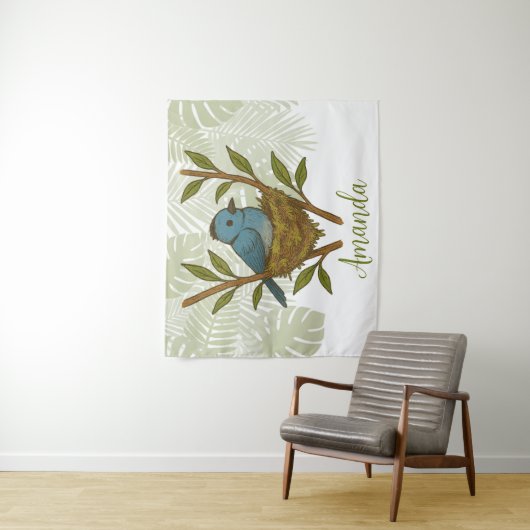 Zwart-Naped Monarch genesteld tussen de bladeren Wandkleed (In situ)