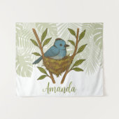 Zwart-Naped Monarch genesteld tussen de bladeren Wandkleed (Voorkant (horizontaal))