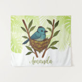 Zwart-Naped Monarch genesteld tussen de bladeren Wandkleed (Voorkant (horizontaal))