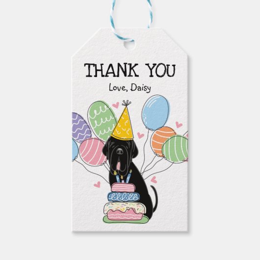 Zwart Napolitaanse Mastiff Verjaardagsgunst Gift L Cadeaulabel (Voorkant)