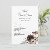 Zwart & Natuurlijk Bloem Boho Huwelijksprogramma 2 Kaart (Staand voorkant)