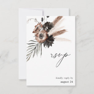 Zwart & Natuurlijk Bloem Boho met maaltijd RSVP Kaartje
