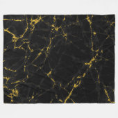 Zwart Natuurlijk Marmeren Steen Goud Accent Fleece Deken (Voorkant (Horizontaal))
