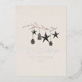 Zwart natuurlijk scandi modern botanisch  folie feestdagenkaart (Voorkant)