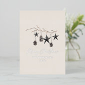 Zwart natuurschandaal modern botanisch folie feestdagenkaart (Staand Voorkant)