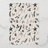 Zwart natuurschandaal modern botanisch folie feestdagenkaart (Achterkant)