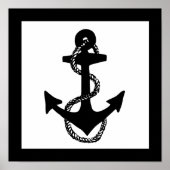 zwart-nautisch ANCHOR met touw | Poster (Voorkant)