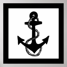 zwart-nautisch ANCHOR met touw | Poster