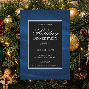 Zwart & Navy Blau Lovertjes Xmas Kerstvakantie Eet Kaart