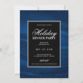 Zwart & Navy Blau Lovertjes Xmas Kerstvakantie Eet Kaart (Voorkant)