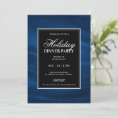 Zwart & Navy Blau Lovertjes Xmas Kerstvakantie Eet Kaart (Staand voorkant)