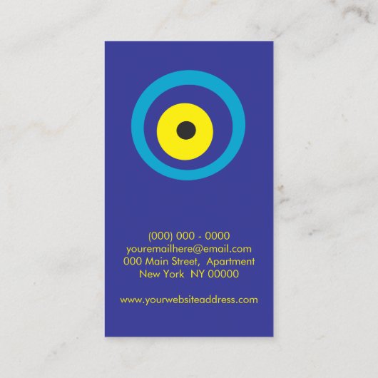 ZWART Navy Geel Evil Eye Bead Amulet Visitekaartje (Achterkant)