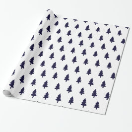 Zwart NAVY Minimalist PINE TREE KERSTMIS CUSTOM Cadeaupapier