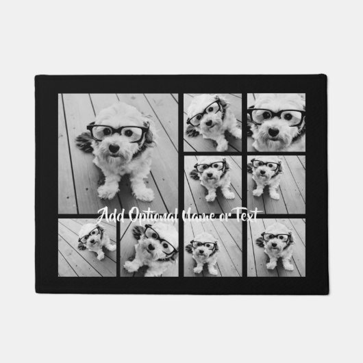 Zwart-negen fotovierkanaals collage - met script w deurmat (Voorkant)