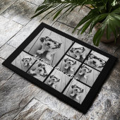Zwart-negen fotovierkanaals collage - met script w deurmat