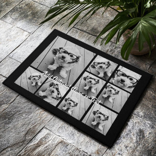 Zwart-negen fotovierkanaals collage - met script w deurmat