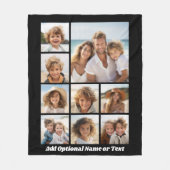 Zwart-negen fotovierkanaals collage - met script w fleece deken (Voorkant)