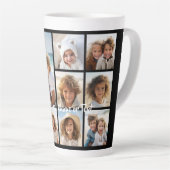 Zwart-negen fotovierkanaals collage - met script w latte mok (Rechterhoek)