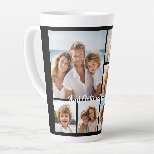 Zwart-negen fotovierkanaals collage - met script w latte mok (Linkerhoek)