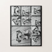 Zwart-negen fotovierkanaals collage - met script w legpuzzel (Verticaal)