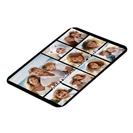 Zwart-negen fotovierkanaals collage - met script w magneet (Linkerzijde)