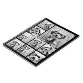 Zwart-negen fotovierkanaals collage - met script w notitieboek (Linkerzijde)