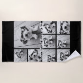 Zwart-negen fotovierkanaals collage - met script w strandlaken (Voorkant)