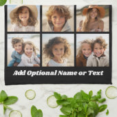 Zwart-negen fotovierkanaals collage - met script w theedoek (Gevouwen)