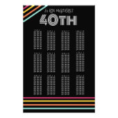 Zwart & Neon 40e Retro Stripe Zitting Grafiek Foto Afdruk (Voorkant)