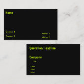 zwart neon geel visitekaartje (Voorkant / Achterkant)