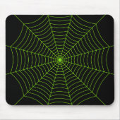 Zwart neon groen spinnenweb Halloween patroon Muismat (Voorkant)