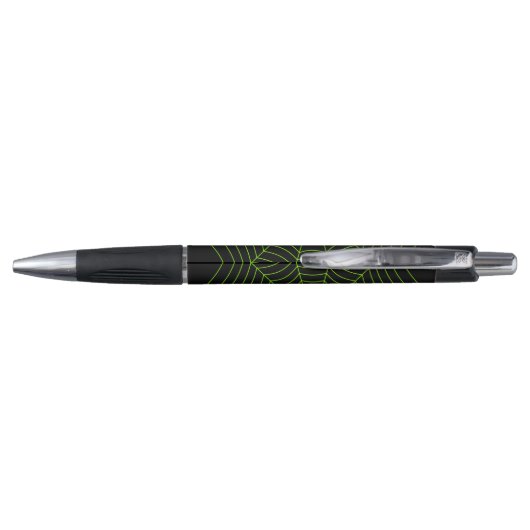 Zwart neon groen spinnenweb Halloween patroon Pen (Achterkant)