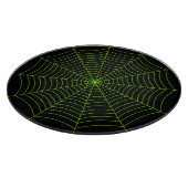 Zwart neon groen spinnenweb Halloween patroon Snijplank (Hoek)