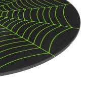 Zwart neon groen spinnenweb Halloween patroon Snijplank (Hoek)