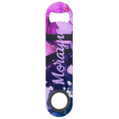 Zwart Neon Marmer Bruiloft Bartender Monogram Naam Speed Flessenopener (Voorkant)