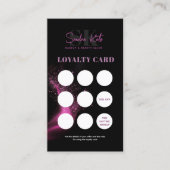 Zwart Neon Roze Schoonheidssalon QR Code Loyalitei Visitekaartje (Voorkant)
