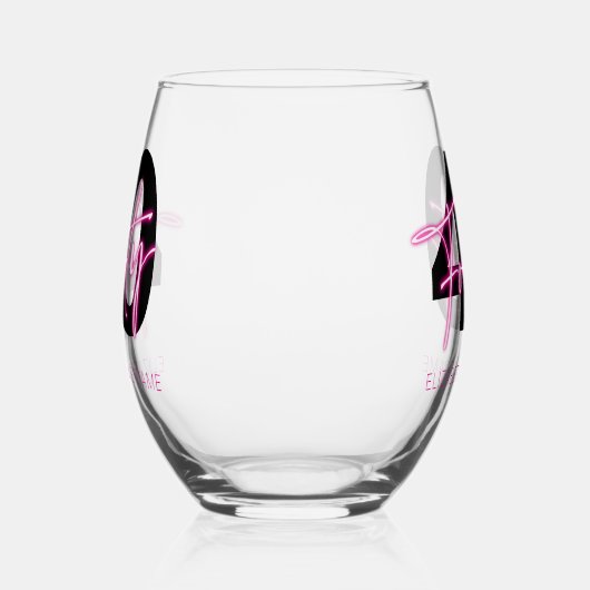 Zwart Neon Roze Veertig 40e Verjaardag Wijnglas Zonder Voet (Links)